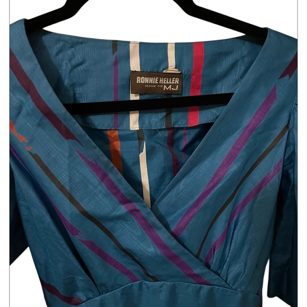 Ronnie Heller Designs for MJ Vintage Blue Stripe Dress - Women’s Size 6 - Picture 6 of 15